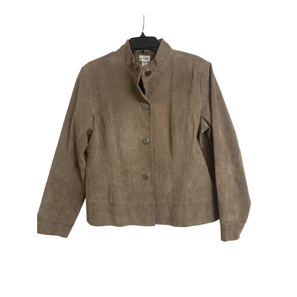 Chicos Leather Suede Cropped Jacket Size 2 (L)